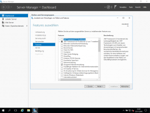 Windows Server 2016 - Features auswählen