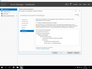 Windows Server 2016 - Active Directory-Domänendienste - Installationsauswahl bestätigen