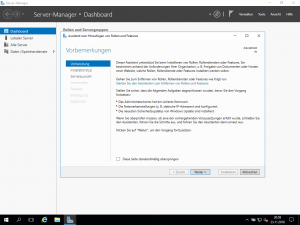 Windows Server 2016 - Vorbemerkungen bei Rollen und Features Installation