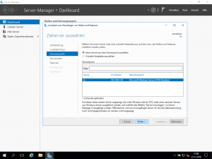 Windows Server 2016 - Zielserver auswählen