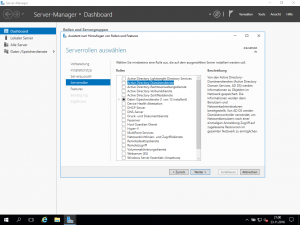 Windows Server 2016 - Serverrolle Active Directory-Domänendienste auswählen