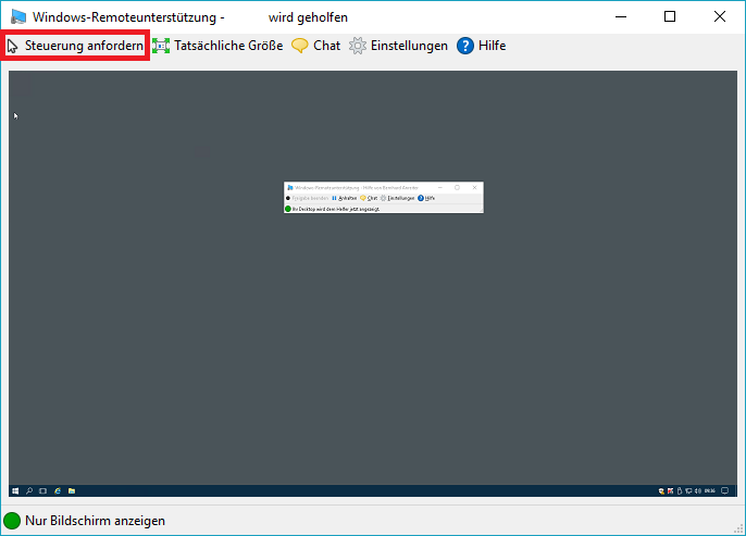 Windows-Remoteunterstützung: Steuerung anfordern