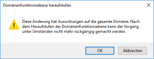 Domänenfunktionsebene heraufstufen