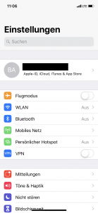 Apple iOS - Einstellungen