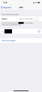 Apple iOS - Einstellungen - Allgemein - VPN