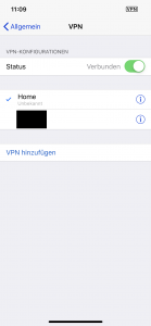 Apple iOS - Einstellungen - Allgemein - VPN verbinden