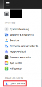 QNAP QTS Hauptmenü - QVPN Service