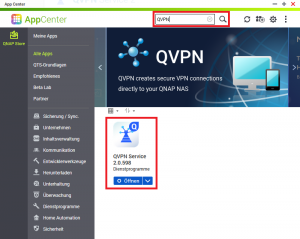 QNAP QTS AppCenter - QVPN Service App
