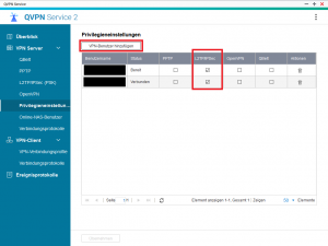 QNAP QTS - QVPN Service - Privilegieneinstellungen