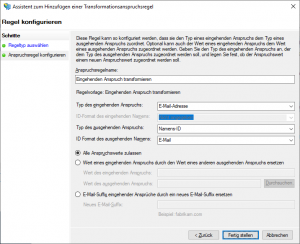 ADFS-Verwaltungskonsole - Assistent zum Hinzufügen einer Transformationsanspruchsregel