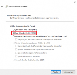 Zertifikatexport-Assistent