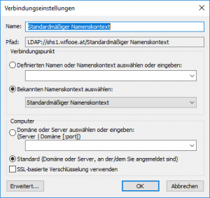 ADSI-Editor: Verbindungseinstellungen