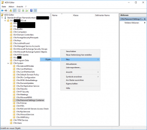 Mehrere Kennwortrichtlinien in einer Domäne erstellen (ADSI-Editor: CN=System - CN=Password Settings Container)