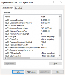 ADSI-Editor - Kennwortrichtlinie erstellen: Eigenschaften der Kennwortrichtlinie - msDS-PsoAppliesTo