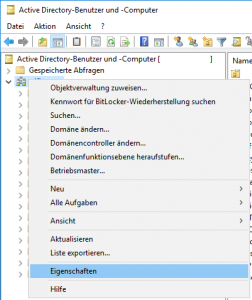 Active Directory Benutzer und -Computer: Domäne - Eigenschaften