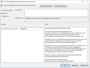 Gruppenrichtlinien-Einstellung: In der Cloud gehostete Unternehmensressourcendomänen