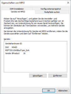 Eigenschaften von MPIO: Geräte mit MPIO