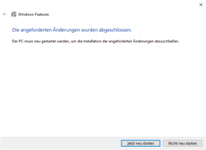 Windows Feature: Jetzt neu starten