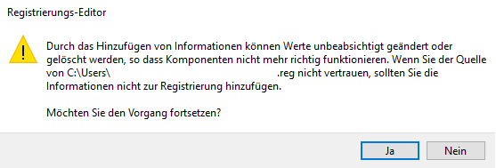 Registrierungs-Editor: Möchten Sie den Vorgang fortsetzen? Ja