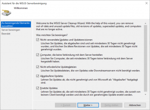 Assistent für die Serverbereinigung: Was möchten Sie bereinigen?