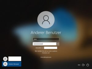 Windows 10 Anmeldebildschirm: Anmeldung mit Benutzer