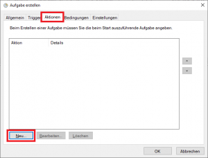 Aufgabenplanung: Aktionen