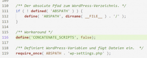 wp-config.php: CONCATENATE_SCRIPTS false