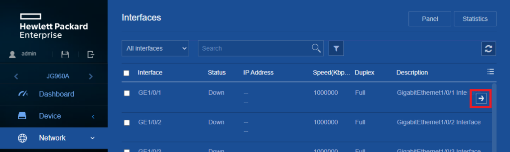 HPE OfficeConnect 1950 - Network - Interfaces - Details