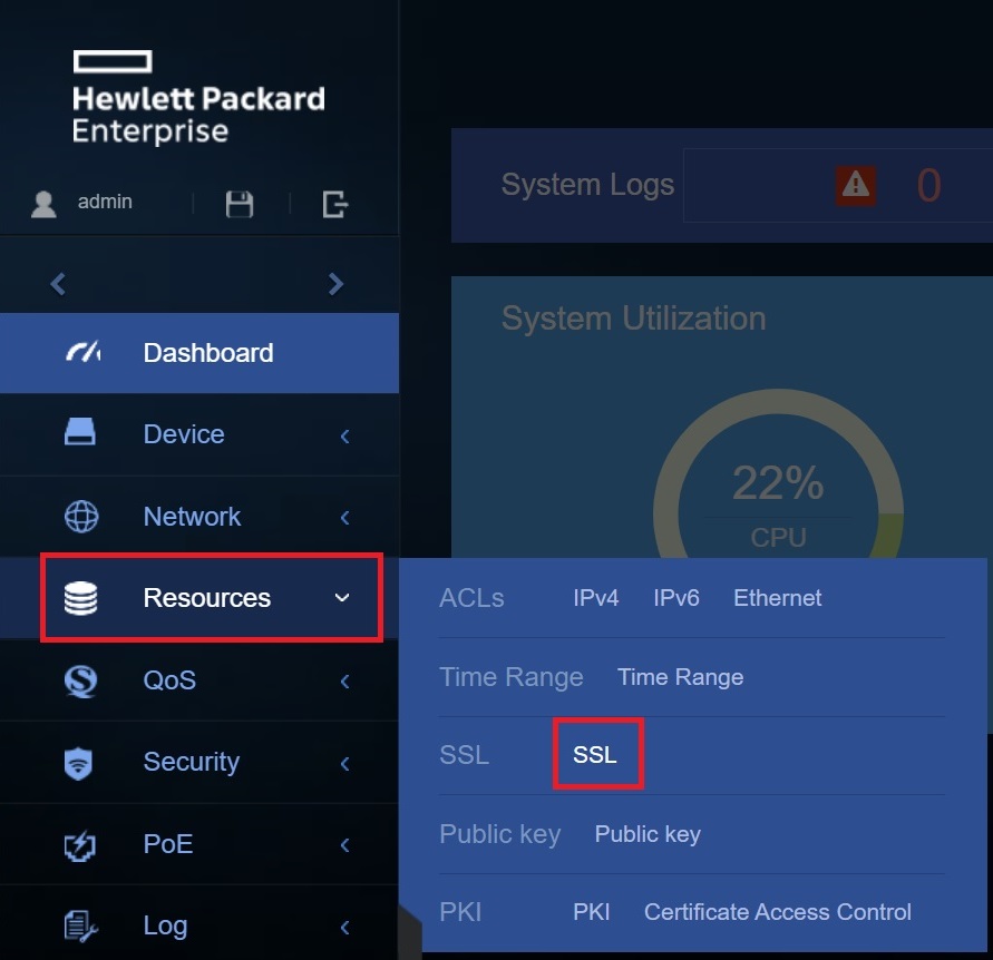HPE OfficeConnect 1950: Ressources - SSL