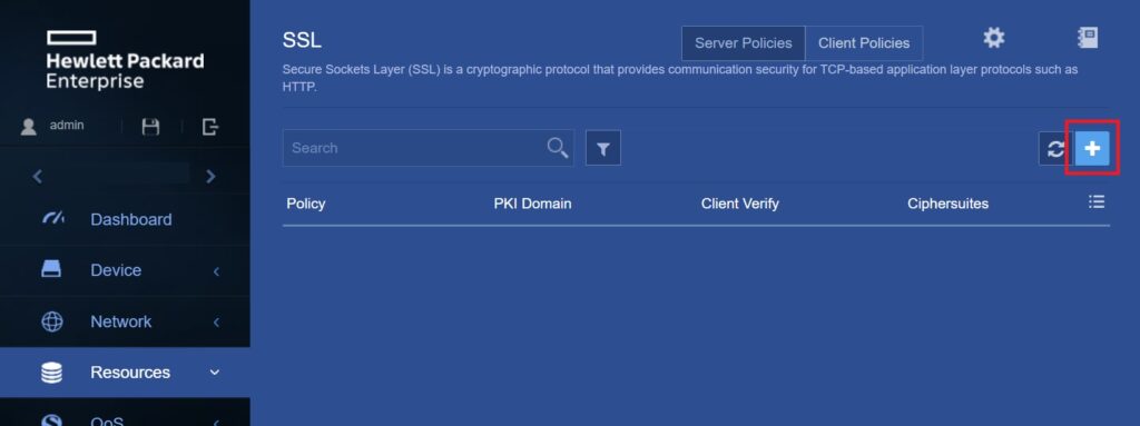 HPE OfficeConnect 1950: SSL Server Policy hinzufügen