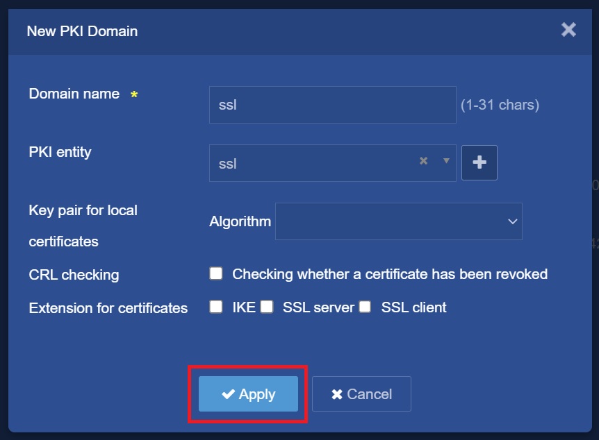 HPE OfficeConnect 1950: New PKI Domain