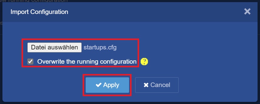 HPE OfficeConnect 1950: Import Configuration