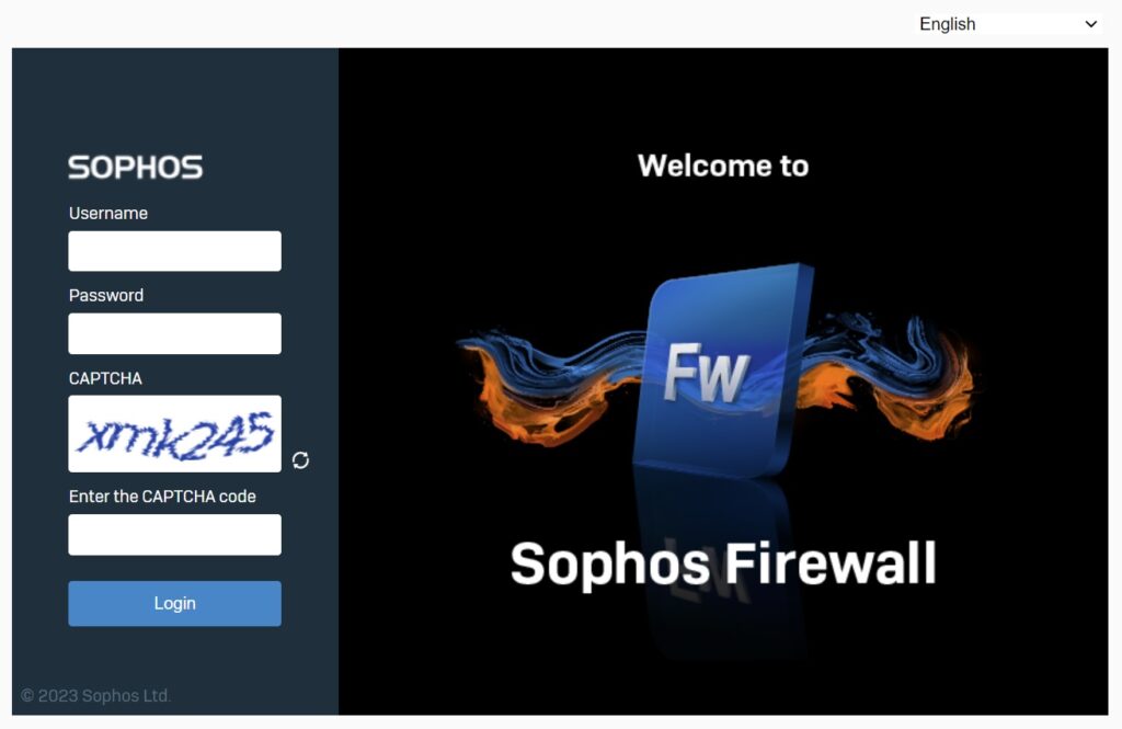 Sophos XG Firewall WebGUI Login mit CAPTCHA